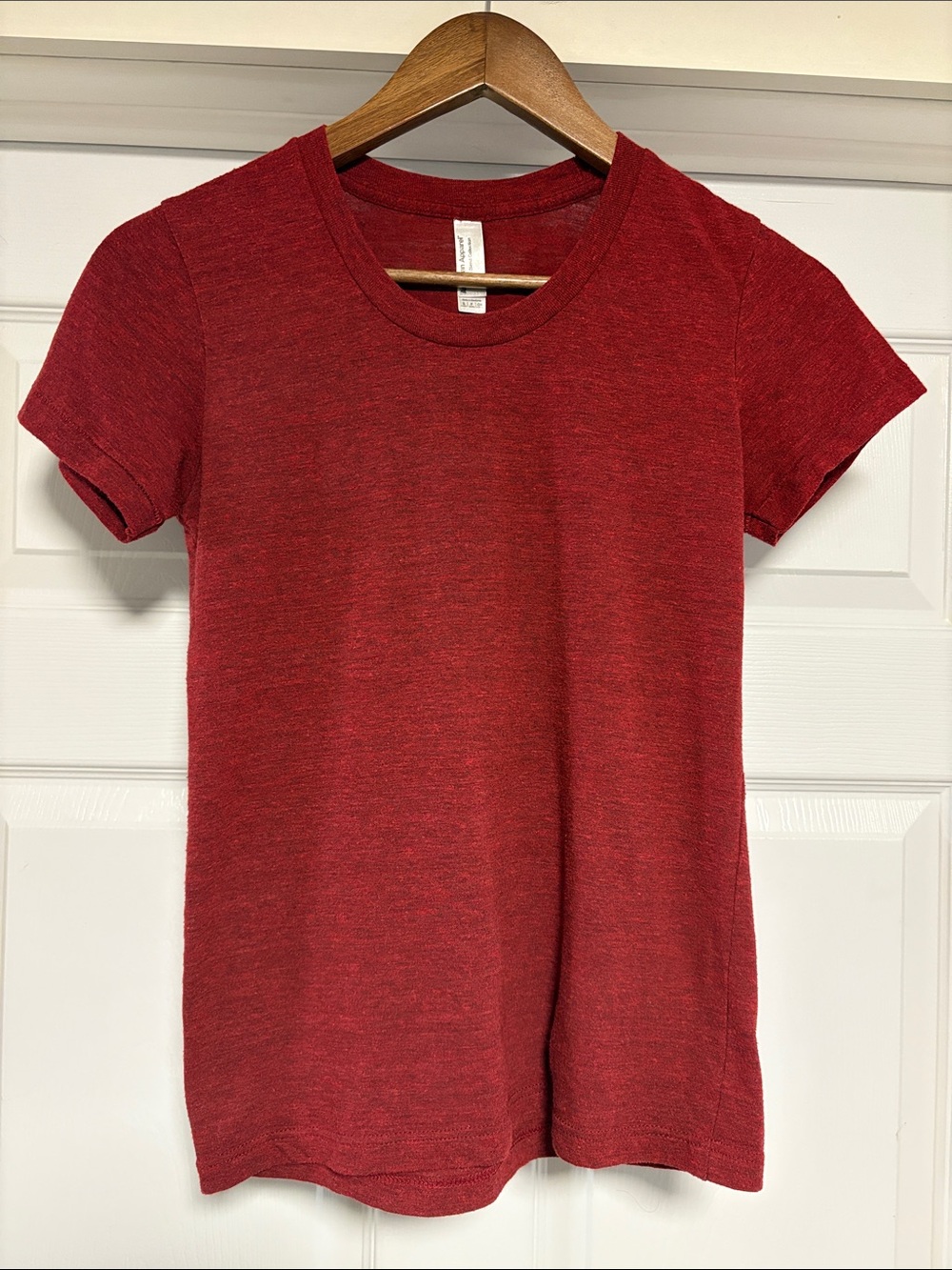 American Apparel Women's Short Sleeve Crew Tee in Heathered Red
